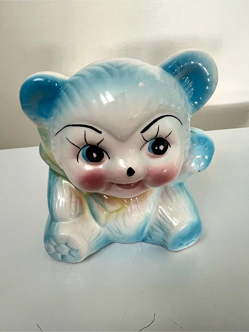Blue & White Ceramic Bear Planter